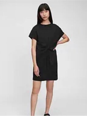 Gap Knot Waist T-Shirt Dress True Black Mercerized Cotton Size M NWOT